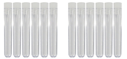 Plastic Tubes with Stopper, pack of 12,  3-1/8