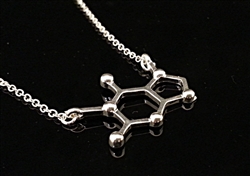 Caffeine Molecule Necklace -Silver Colored