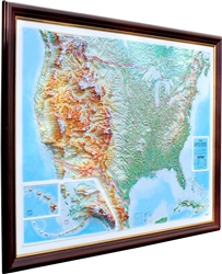 High Raised Relief Panorama Map of the USA