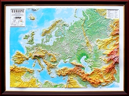 High Raised Relief Panorama Map of Europe