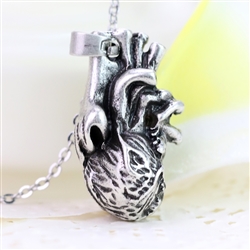 Human Heart Necklace - SIlver Detailed