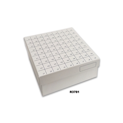 3" FlipTopâ„¢ Cardboard freezer box w/ attached hinged lid, 81-place, white, 50/pk