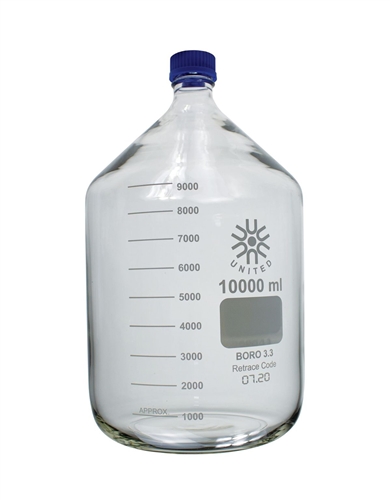 Borosilicate Glass Media Bottles, 250 ml, GL-45, Blue Caps, Schott, case/10